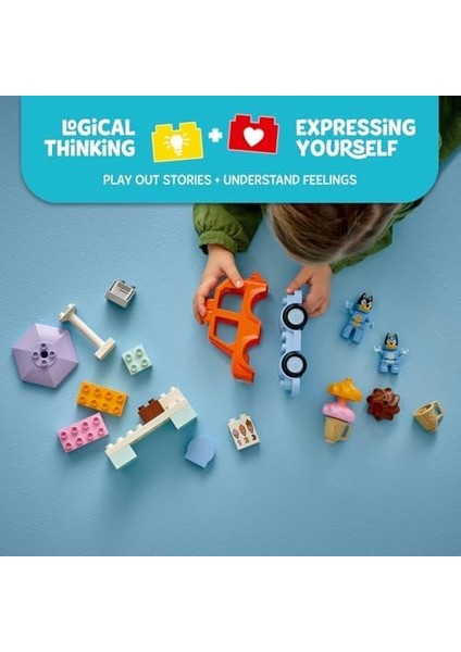 Bluey ile Dondurma Gezisi 10458-2 Yaş ve Üzeri Çocuklar Için Araçlı Rol Oyunu Sunan Yaratıcı Yapım Seti, Doğum Günü Hediye Fikri (22 Parça) modelleri