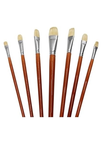 Profesyonel Domuz Kılı Kahverengi Yağlı Boya Fırçası Seti, 7 Parça Uzun Ahşap Saplı Doğal Kıl Akrilik Boya Fırçası, Yağlı ve Guaj Boyama Için Harika modelleri