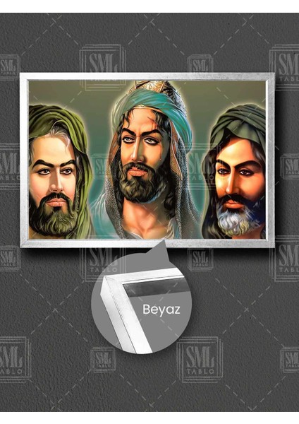 Hz Ali Hz Hüseyin Hz Hasan Alevi Din Çerçeveli Yatay Kanvas Tablo