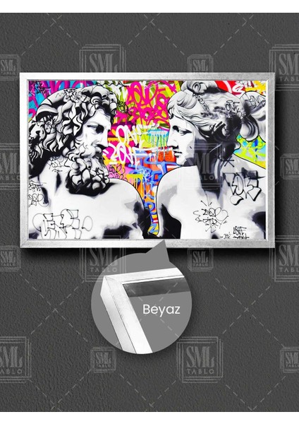 Zeus ve Hera Renkli Sanat Yunan Mitolojisi Dekor Çerçeveli Yatay Kanvas Tablo