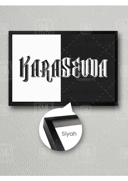 Kara Sevda Beşiktaş Futbol Takımı Karasevda Kara Kartal Çerçeveli Yatay Kanvas Tablo