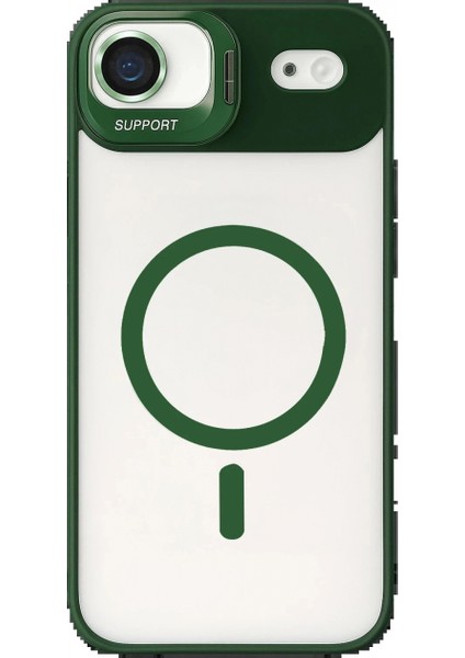 Apple iPhone 17 Air Remim Lensli Magsafe Standlı Kapak - Koyu Yeşil fiyatları