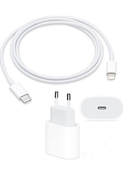 iPhone Uyumlu 20W Usb-C Adaptör ve Type-C Lightning Hızlı Şarj Seti Başlık ve Phone Kablosu
