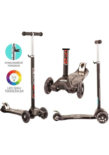 Maxi Twist Işıklı Scooter Siyah