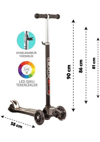 Maxi Twist Işıklı Scooter Siyah fiyatları