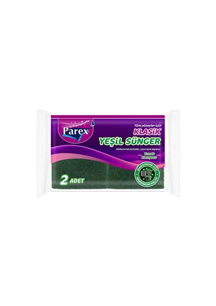 Parex Klasik Yeşil Oluklu Sünger 2"li 2107207