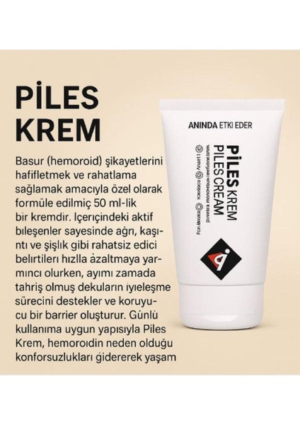 Piles Hemeroıdınız ve Bağsurunuz Için Yeni Formüllü Çözümünüz Bakım Kremi 50 ml x 1 Adet fırsatları