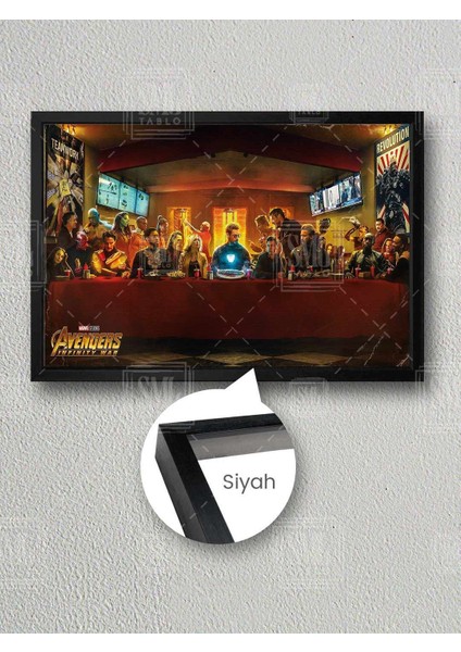 Son Akşam Yemeği Süper Kahramnalar Last Dinner Marvel Art Çerçeveli Yatay Kanvas Tablo