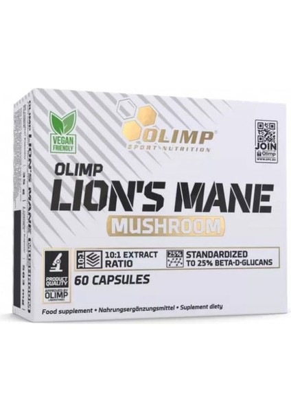 Olımp Lion's Mane Mushroom Aslan Yelesi Mantarı 500 Mg 60CAPS