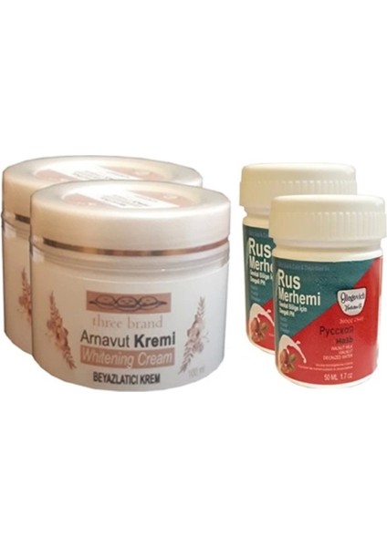 Three Brand Vücut Kremi 100 ml Arnavut Kremi 2 Adet + Rus Merhemi 50 ml 2 Adet