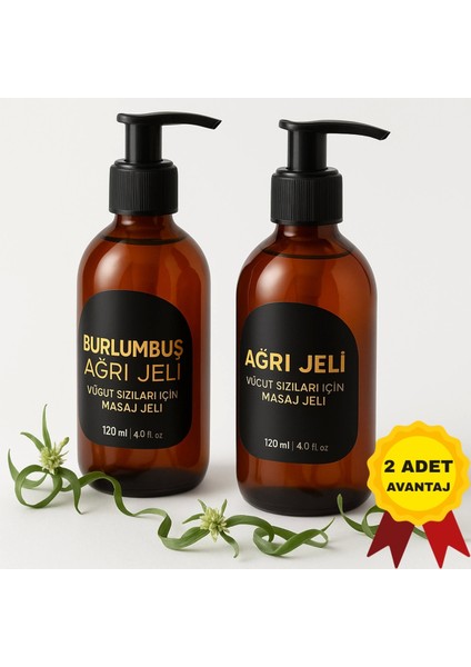 Burlumbuş Otu Vücut Sızıları Için Ağrı ve Masaj Jeli 120 ml 2'li Set