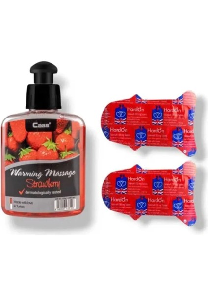 Caas Çilek Aromalı Masaj Yağı 100 ml - Erkeklere Özel Sertlik Performans Takviyesi 6'lı - 2 Adet