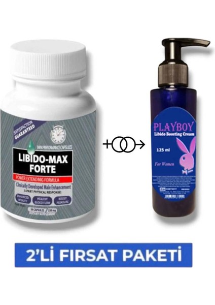 Libido+Max+Forte Erkek Performansı Arttıran 30'lu Takviye Playboy Libi.do Arttırıcı KREM125 ml