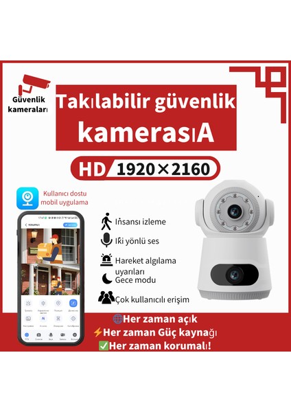 4mp Iç Mekan 360 Derece Wi-Fi Güvenlik Kamerası, Gece Görüşlü