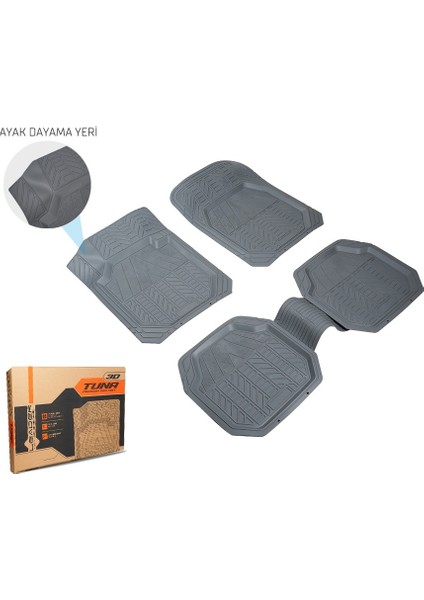 Fiat Punto Evo Uyumlu Oto Paspas Seti Tuna Gri 3D Havuzlu