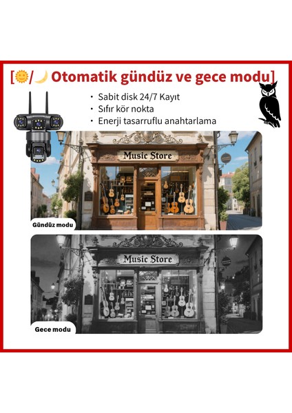 9MP İç & Dış Mekan Güvenlik Kamerası 360 Derece 4G Güvenlik Kamerası: Tam Renkli Gece Görüşü fiyatları