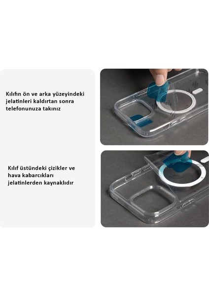 iPhone 15 Pro Kılıf Şeffaf Kenarları Silikon Lens Koruyuculu Kapak