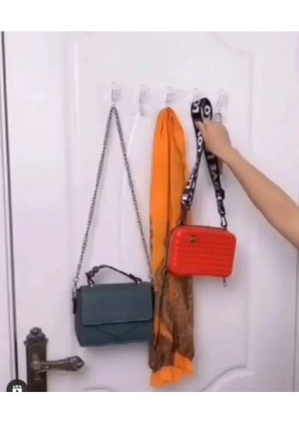 5li Güçlü Yapışkanlı Şeffaf Duvar Askısı Banyo Mutfak Düzenleyici Pratik Askılık modelleri