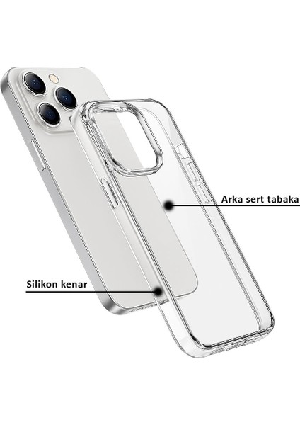 iPhone 15 Pro Kılıf Şeffaf Kenarları Silikon Lens Koruyuculu Kapak modelleri