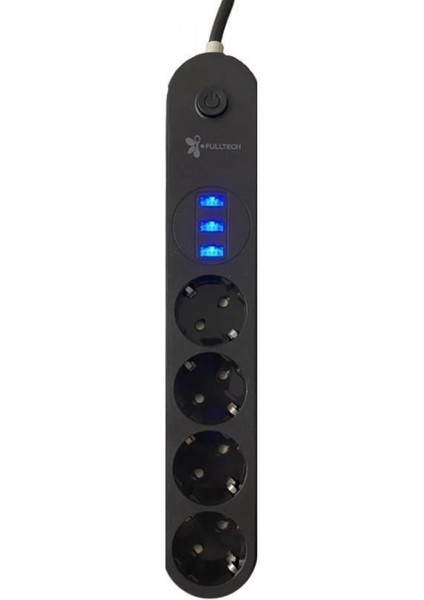 4lü Siyah Anahtarlı 3 USB Li Akım Korumalı Topraklı Çocuk Korumalı Grup Priz 2 Metre fırsatları