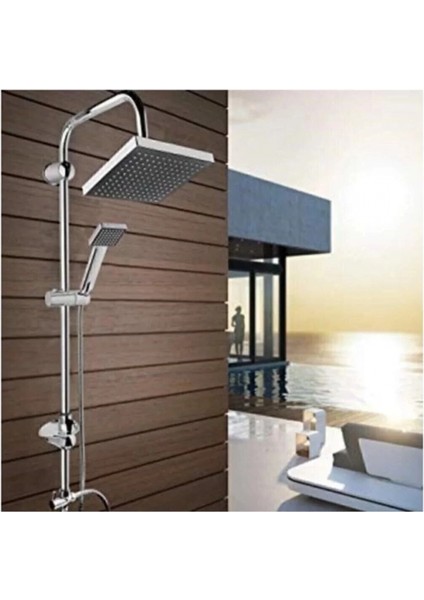 Epilons Robot Tepe Duş Sistemi Yağmurlama Duş Seti Krom Siyah Kare