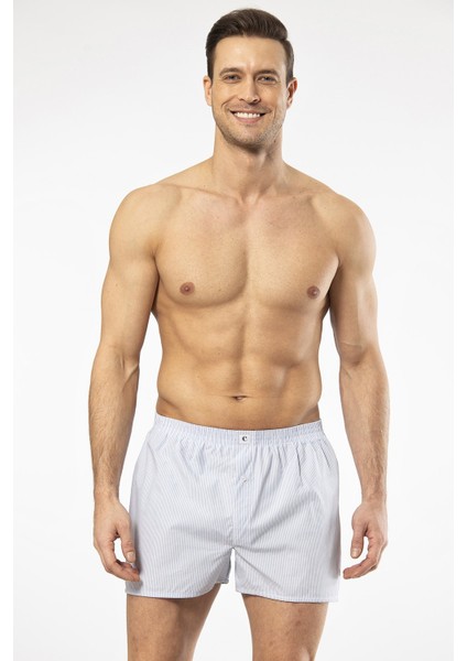 Türen Poplin Erkek Boxer 1113/ÇİZGİLİ Açık Mavi fırsatları