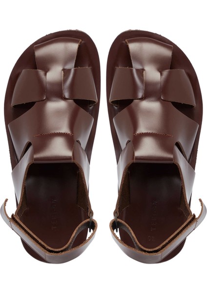 Kahve Hakiki Deri Erkek Sandalet - E24Y1SN56793-A24