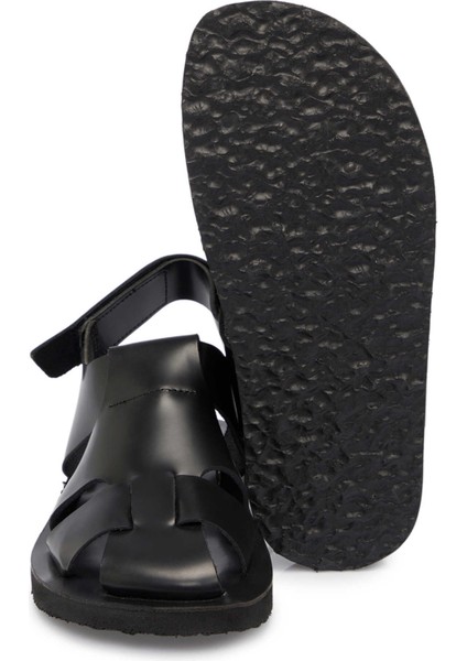 Siyah Hakiki Deri Erkek Sandalet - E24Y1SN56793-A23