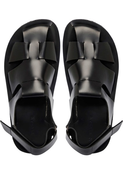 Siyah Hakiki Deri Erkek Sandalet - E24Y1SN56793-A23