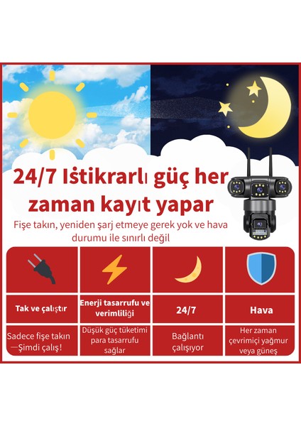 9MP İç & Dış Mekan Güvenlik Kamerası 360 Derece 4G Güvenlik Kamerası: Tam Renkli Gece Görüşü modelleri
