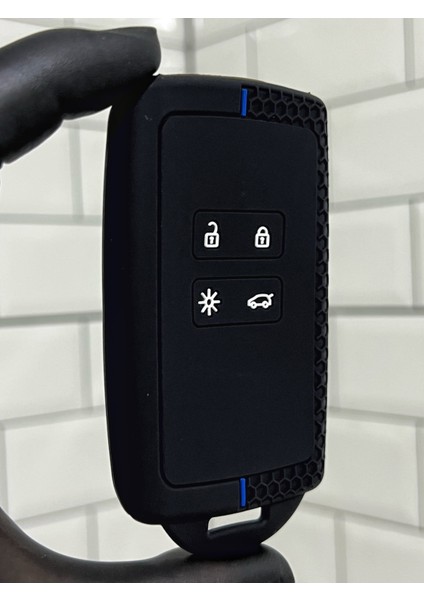Renault Austral Megane E-Tech Clio 5 Megane 4 Captur Kadjar Petek Desenli Anahtar Kılıfı Mavi