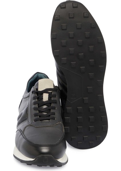 Siyah Hakiki Deri Erkek Sneaker - E24I1AY56818-A23