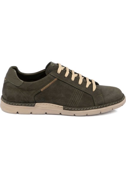 Yeşil Hakiki Nubuk Deri Erkek Sneaker - E24I1AY56777-G98