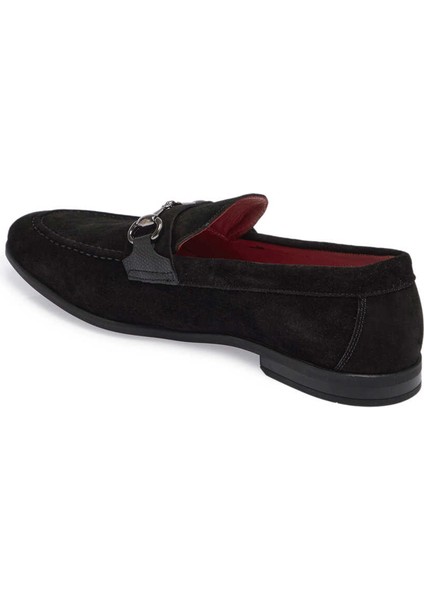 Siyah Hakiki Süet Deri Erkek Loafer - E24I1AY56787-A01