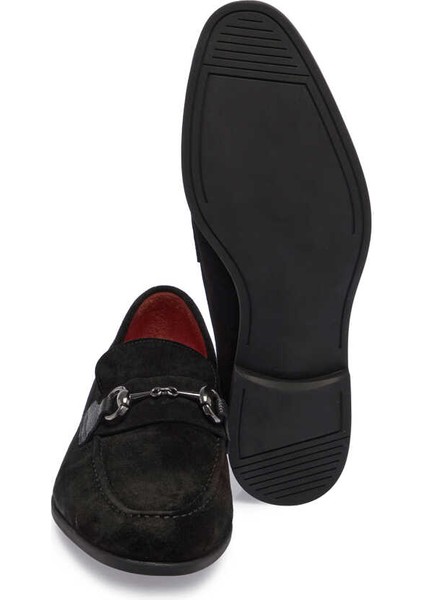 Siyah Hakiki Süet Deri Erkek Loafer - E24I1AY56787-A01