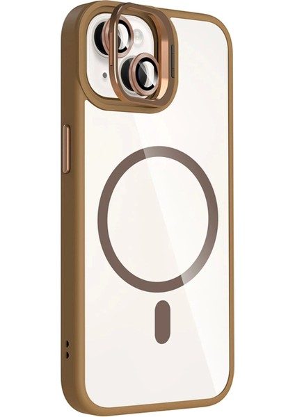 Apple iPhone 14 Remim Lensli Magsafe Standlı Kapak - Kahverengi fiyatları