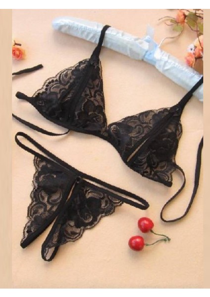 Tegan Fantezi Siyah Dantelli Seksi Sütyen Külot Takım TG279705
