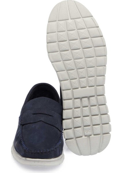 Lacivert Hakiki Nubuk Deri Erkek Casual Ayakkabı - E24I1AY56758-C39