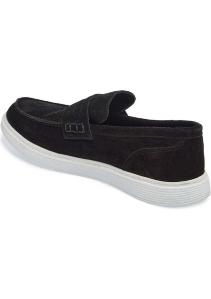 Siyah Hakiki Süet Deri Erkek Loafer - E24I1AY56790-A01