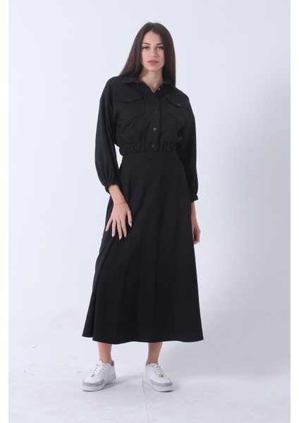 Siyah Beli Lastikli Cepli Ceket ve Etek Ikili Takım 4595053.01 fiyatları