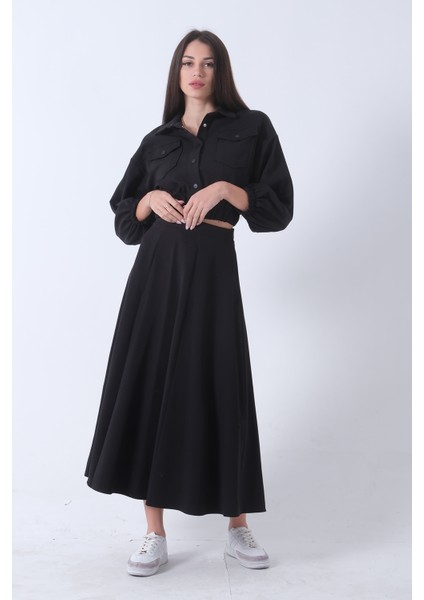 Siyah Beli Lastikli Cepli Ceket ve Etek Ikili Takım 4595053.01 modelleri