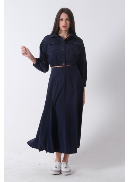 Lacivert Beli Lastikli Cepli Ceket ve Etek Ikili Takım 4595053.02 fiyatları