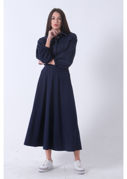 Lacivert Beli Lastikli Cepli Ceket ve Etek Ikili Takım 4595053.02 fırsatları