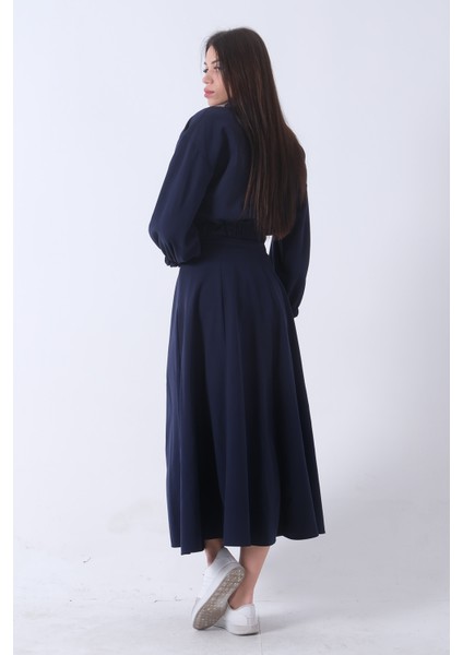 Lacivert Beli Lastikli Cepli Ceket ve Etek Ikili Takım 4595053.02 indirimleri
