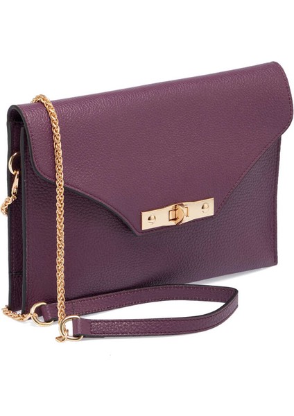 Mor Hakiki Deri Kadın Çapraz Askılı Çanta - S24Y1BC79475-C48