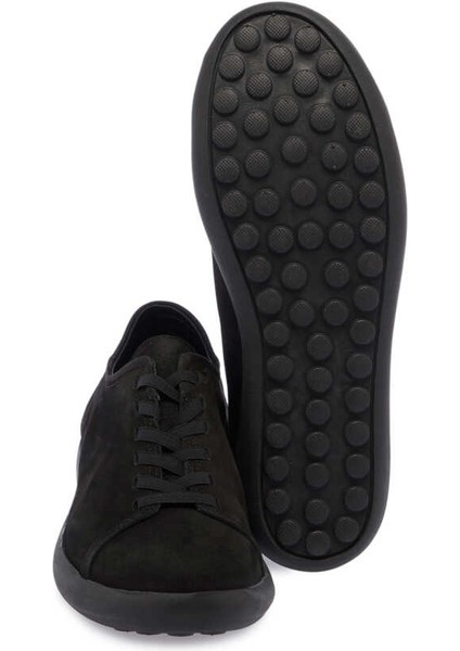 Siyah Hakiki Nubuk Deri Erkek Sneaker - E24I1AY56824-A64
