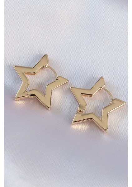 Tegan Pirinç Gold Renk Yıldız Küpe TG27BKP8982