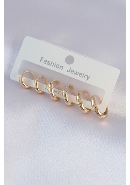 Tegan Pirinç Gold Renk Oval Küpe Seti TG27BKP9002