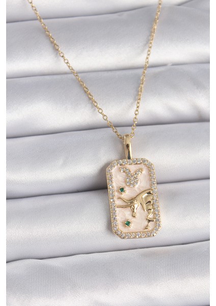 Tegan 316L Çelik Gold Renk Zincir Boğa Burcu Zirkon Taşlı Kadın Kolye TG27BKO9466