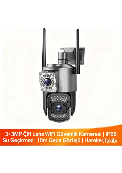 Wifi|gece Görüşlü LED Işıklı 360° Dönebilen Alarmlı Dış Ortam Kamerası - App ile Kontrol